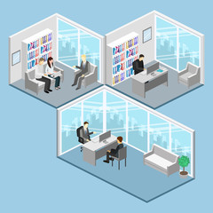 isometric interior of director's office.