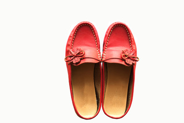 Women's shoes red isolated on white background.