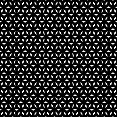Vector seamless pattern, simple monochrome repeat geometric texture, polygonal oriental ornament, black & white lattice, mosaic background. Design for prints, decor, digital, cover, textile, furniture