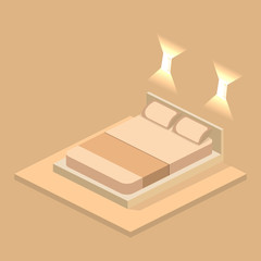 modern bedroom design in isometric style. Flat 3D illustration