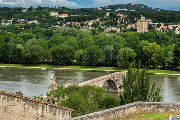 Pont Saint-Benezet, or Pont d'Avignon (1185). Avignon, France.