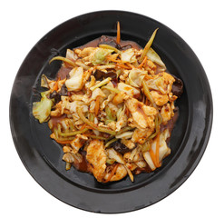 Chinese food. Hot chicken in sweet and sour sauce