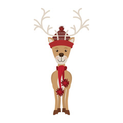 reindeer with christmas decoration standing vector illustration