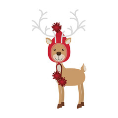 reindeer with christmas woolen hat shape hood vector illustration
