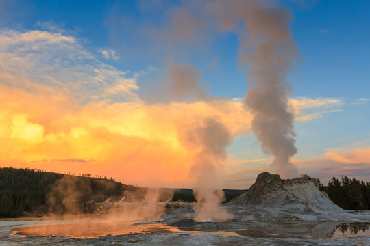 Castle Geyser Sunset