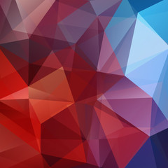 Background made of red, orange, blue triangles. Square composition with geometric shapes. Eps 10