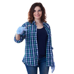 Young woman in casual clothes over white isolated background