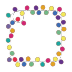 frame with extension cord lights christmas bulbs sphere vector illustration