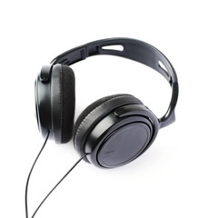 Black headphones isolated over white background