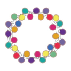 circle with extension cord lights christmas bulbs sphere vector illustration