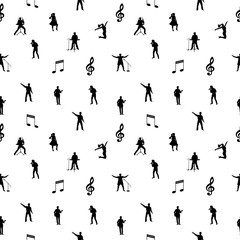 Black and white music seamless background. Vector illustration