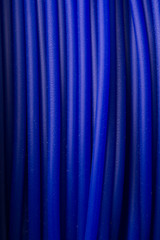 Close-up of blue 3D printer filament 