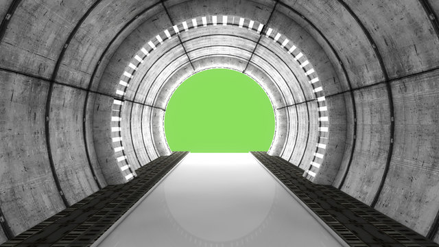 Futuristic hall alien spaceship