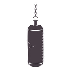 silhouette chains Hanging a bag weight vector illustration