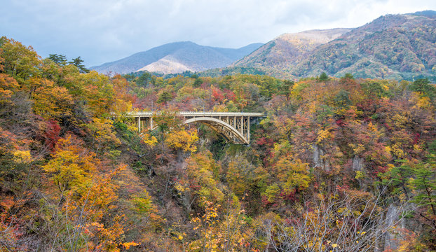 Naruko gorge in autumn season, Miyagi, Japan