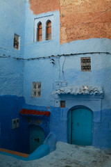 Facade of housing in Chefchaouen, Morocco