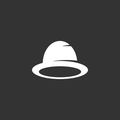 Hat logo on black background. Vector icon