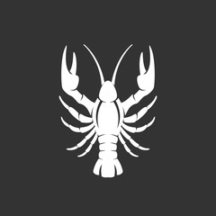 Lobster logo on black background. Vector icon