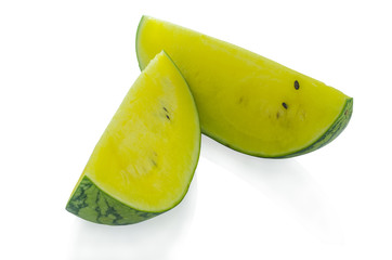 Ripe watermelon with yellow pulp (Part of section)