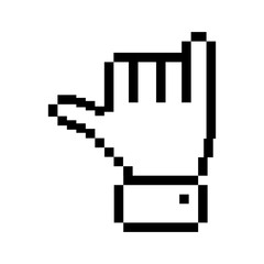 outline pixelated hand with rock symbol vector illustration