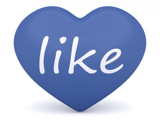 Like Button: Blue Heart, illustration on white background