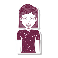 silhouette teenager with striped short hair vector illustration
