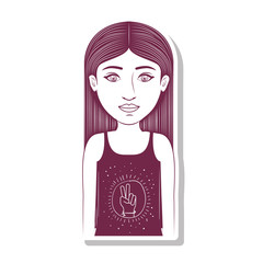 silhouette teenager with blouse with strips vector illustration