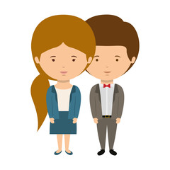 Obraz na płótnie Canvas couple dressed formal style in love with girl ponytail hair vector illustration