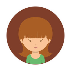 brown sphere of half body woman with green t-shirt vector illustration