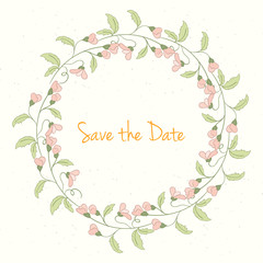 Hand drawn wreath invitation card.