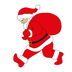 Santa Claus läuft mit dem Geschenke-Sack 
Vector Silhouette von Weihnachtsmann
Vector Illustration isoliert auf weißem Hintergrund
