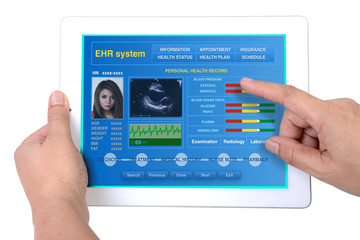 Electronic health record on tablet.