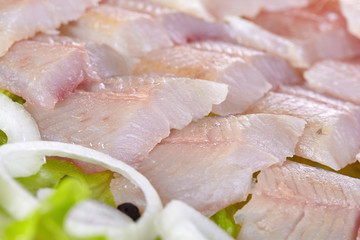 Fillet of a lightly salted grayling closeup