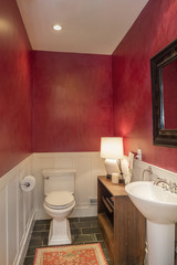 Luxury bathroom in red color