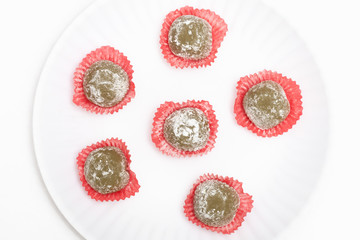 Green Tea Daifuko Mochi on a white plate