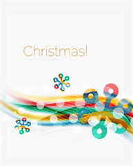Wave line with snowflakes. Christmas abstract background