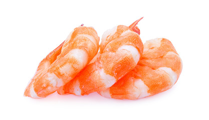 Tasty Prawns, cooked peeled tiger shrimps isolated on white back
