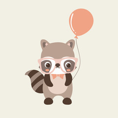 Cute Raccoon - Vector
