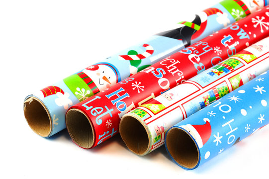 Colorful Christmas Wrapping Paper Isolated On White Background