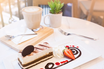 tiramisu dessert on table in coffee time