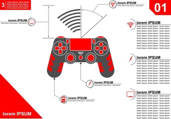 Infographics. Gamepad to the size and description