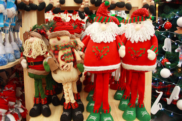 Christmas handmade decorations santa claus at christmas market