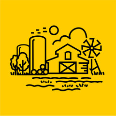 Farming Fields line Icons Vector