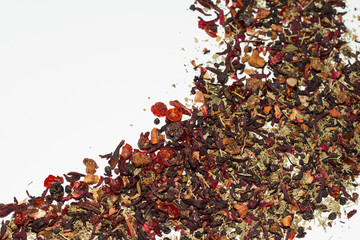 Berry tea background on white
