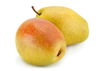 Ripe pear fruit on white
