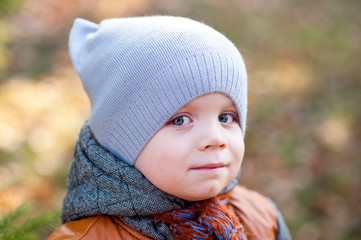Portrait of a child in autumn Park