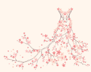 Naklejki  wiosenna sukienka z kwitnących gałęzi