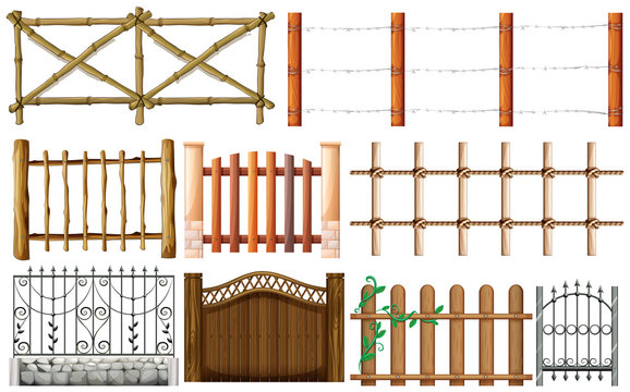 Different designs of fence