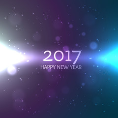 shiny 2017 happy new year design background with light streaks