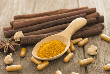 Cinnamon, herbs and spices